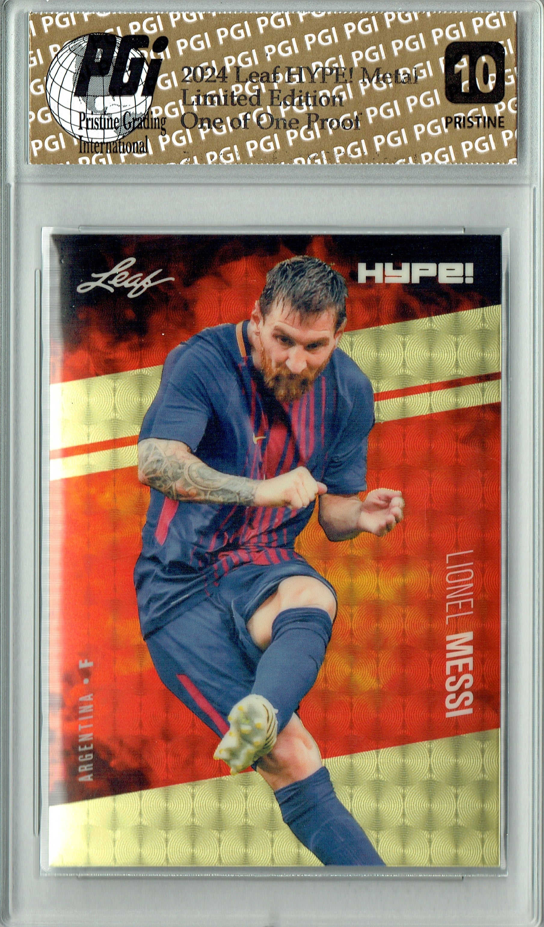 Lionel Messi 2024 Leaf Metal HYPE! #HM-11 Gold Superfractor Proof 1 of 1  Rare Card PGI 10 - Walmart.com