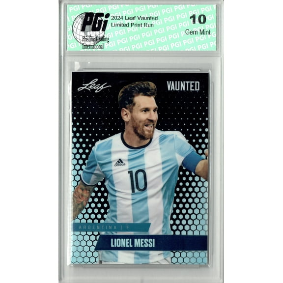Lionel Messi 2024 Leaf Vaunted Metal #VM-11 Black 7 Made Rare Trading Card PGI 10