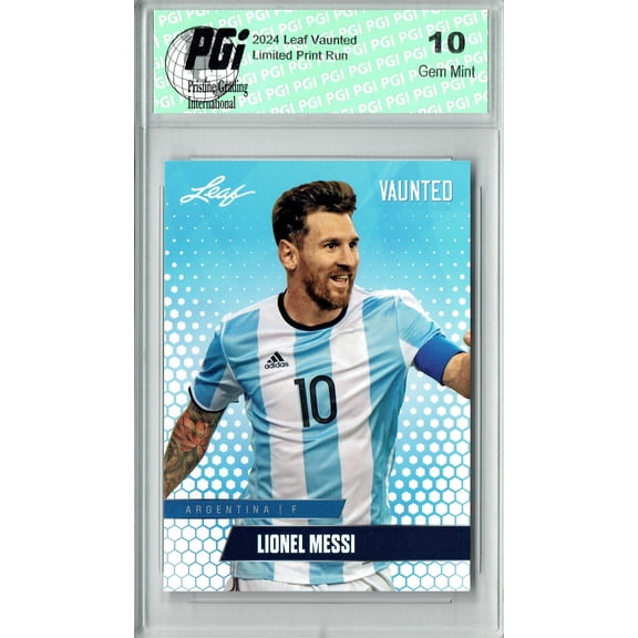 Lionel Messi 2024 Leaf Vaunted #V-11 Debut Collection Rare Trading Card PGI 10