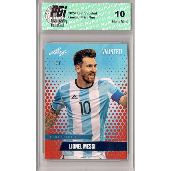 Lionel Messi 2025 Leaf Vaunted #V-11 Orange Blank Back 1/1 Trading Card PGI 10