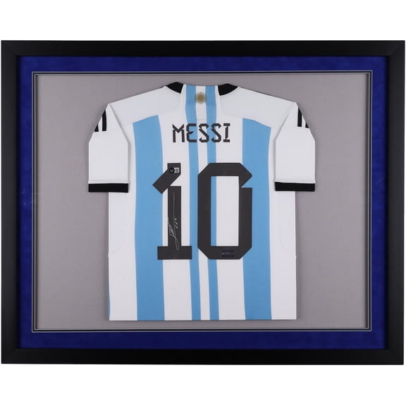 Lionel Messi Argentina National Team Framed Autographed 2022-23 Home Jersey - Fanatics Authentic Certified