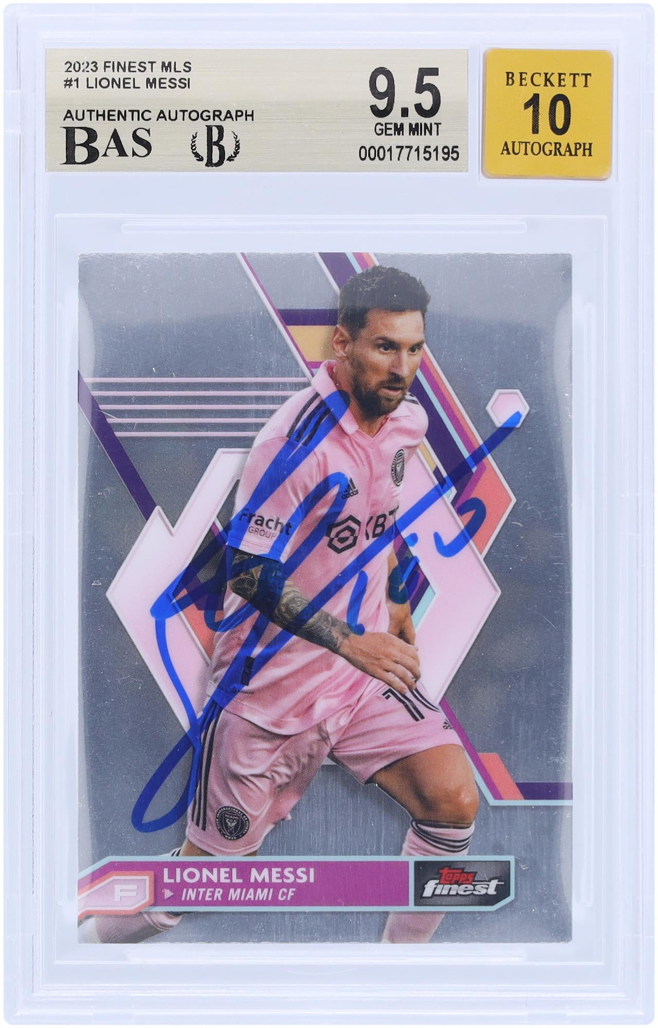 Lionel Messi Inter Miami CF Autographed 2023 Topps Finest MLS #1 BAS Authenticated 9.5/10 Card - Fanatics Authentic Certified