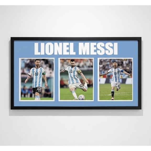 Lionel Messi Signed Argentina National Football Team Soccer 3-Photo Display