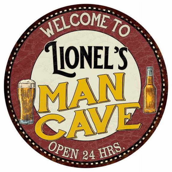 Lionel's Man Cave 14" Round Metal Sign Kitchen Bar Wall Decor 100140035316