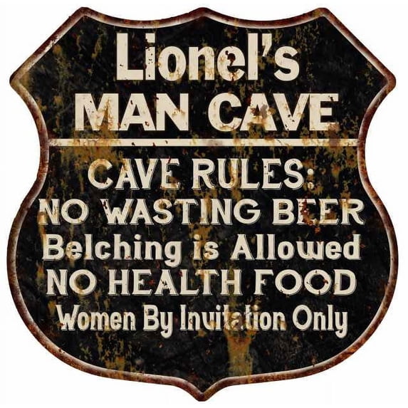 Lionel's Man Cave Rules Sign Shield Metal Gift 211110007317