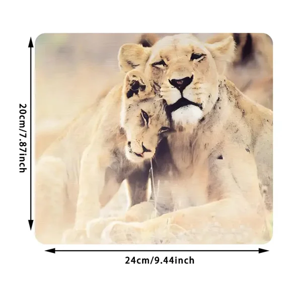 Lioness & Cub Wildlife Mouse Pad, 9.44" x 7.87" Non-Slip Rubber Base Mousepad with Heartwarming Animal Design for Office, Gaming, Home Desk Decor