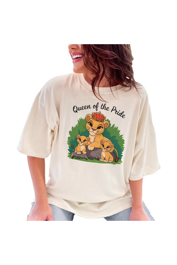 Lioness and Cubs Queen of the Pride T-Shirt, Cute Animal Family Graphic Tee, Gift for Mom, Wildlife Lover Shirt, Mother's Day Shirt, Ivory Comfort Colors T-Shirt, XL