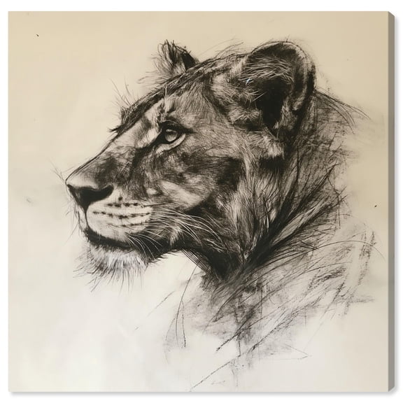 Lioness in Contours Canvas Animal Art Prints by Art Remedy, Gallery Wrapped, 16" x 16"