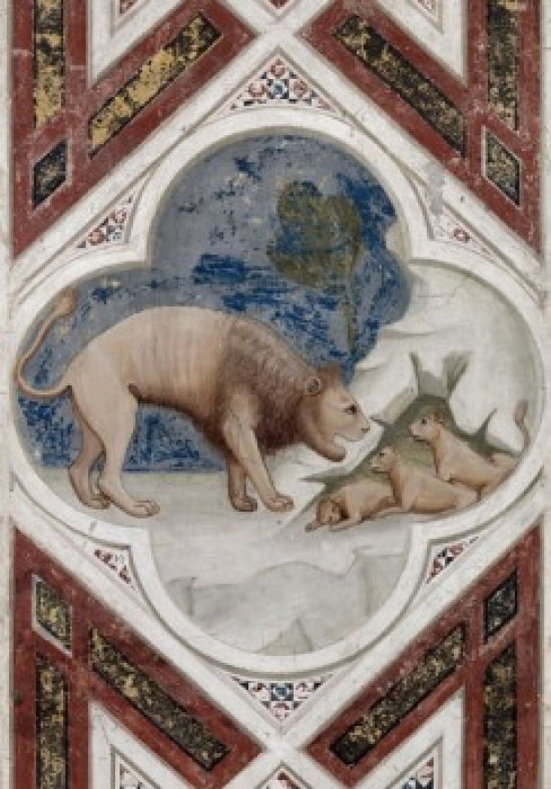 Lioness with her Cubs Giotto di Bondone (C 1266-1337 Florentine) Arena Chapel Cappella Degli Scrovegni Padua Canvas Art - Giotto di Bondone (24 x 36)