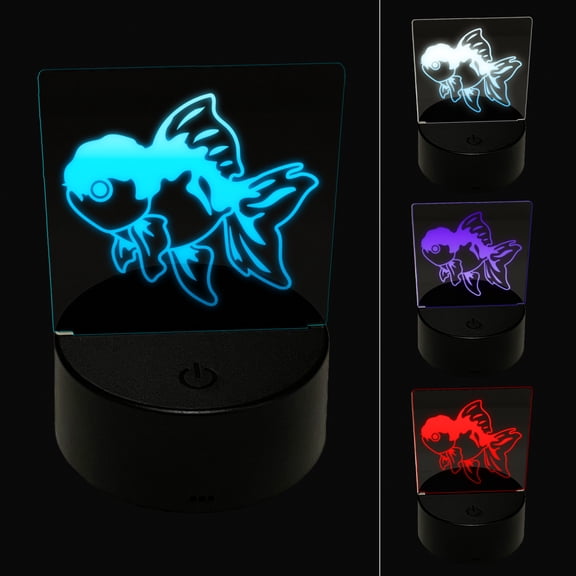 Lionhead Fancy Pet Goldfish LED Night Light Sign 3D Illusion Desk Nightstand Lamp
