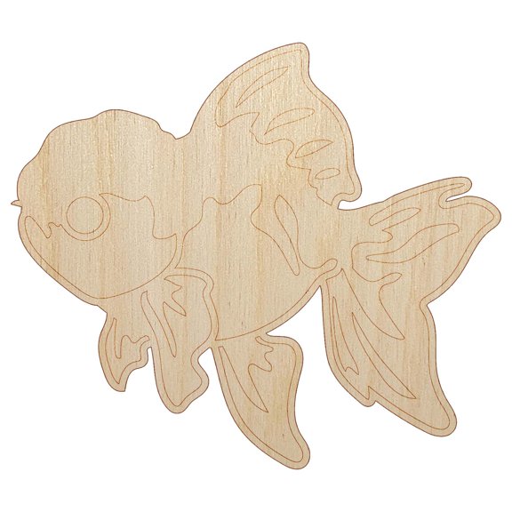 Lionhead Fancy Pet Goldfish Wood Shape Unfinished Piece Cutout Craft DIY Projects - 4.70 Inch Size - 1/8 Inch Thick