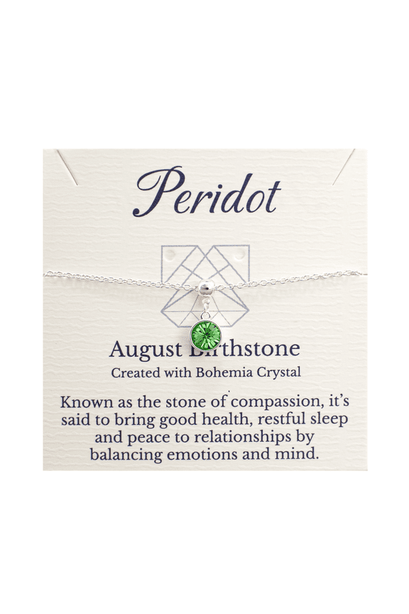 Jewelry August Birthstone Light Green Bohemian Crystal Peridot Bracelet, Silver