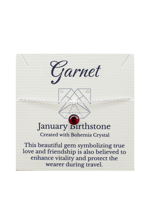 Jewelry January Birthstone Red Bohemian Crystal Garnet Bracelet, Silver
