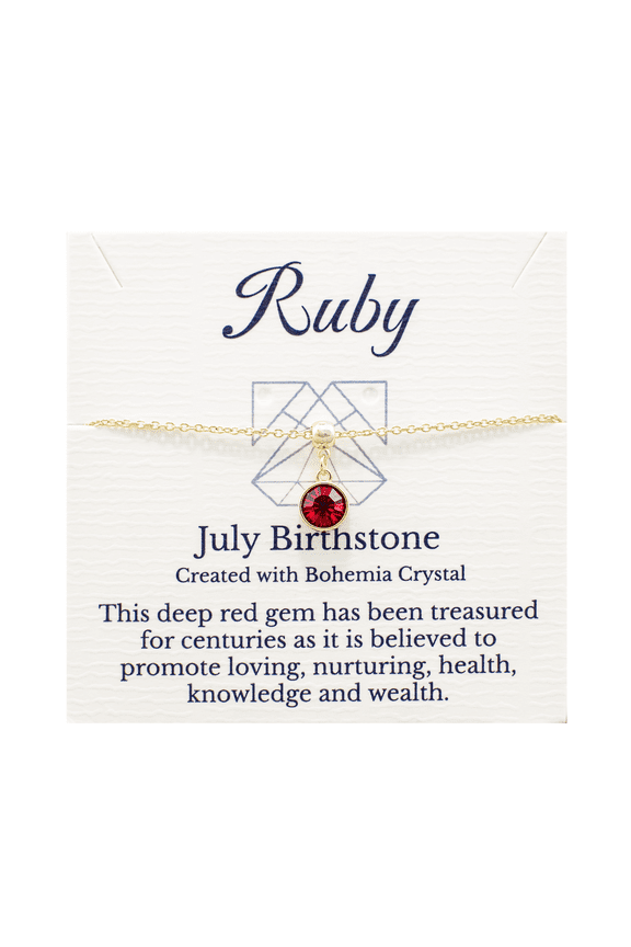 Jewelry July Birthstone Red Bohemian Crystal Ruby Bracelet, Gold