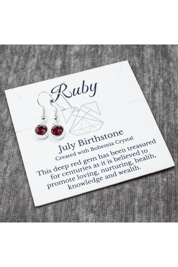 Jewelry July Birthstone Red Bohemian Crystal Ruby Drop Earrings, Silver