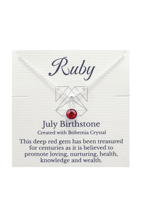 Jewelry July Birthstone Red Bohemian Crystal Ruby Necklace, Silver