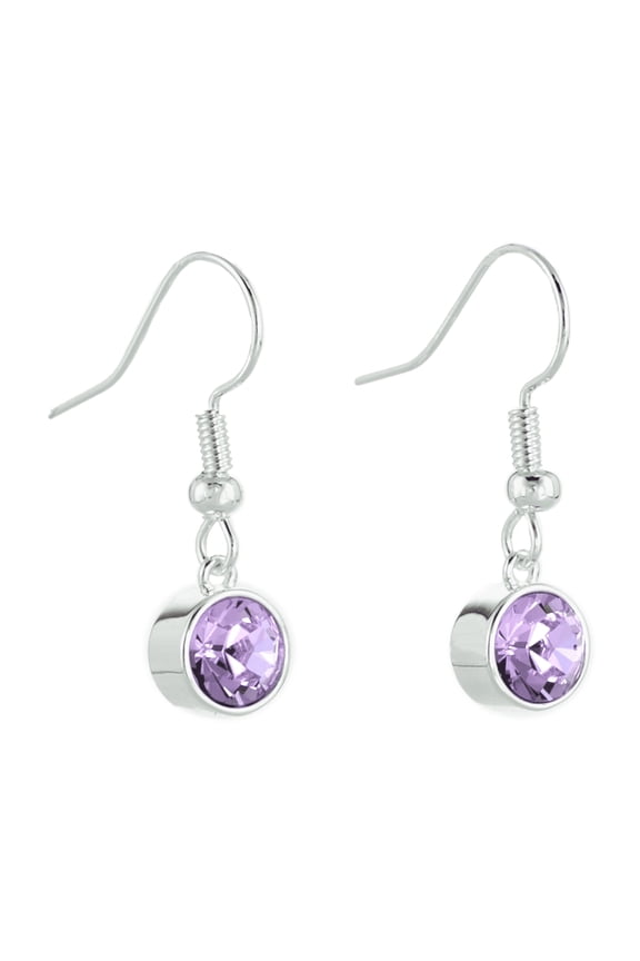 Jewelry June Birthstone Light Purple Bohemian Crystal Alexandrite Drop Earrings, Silver