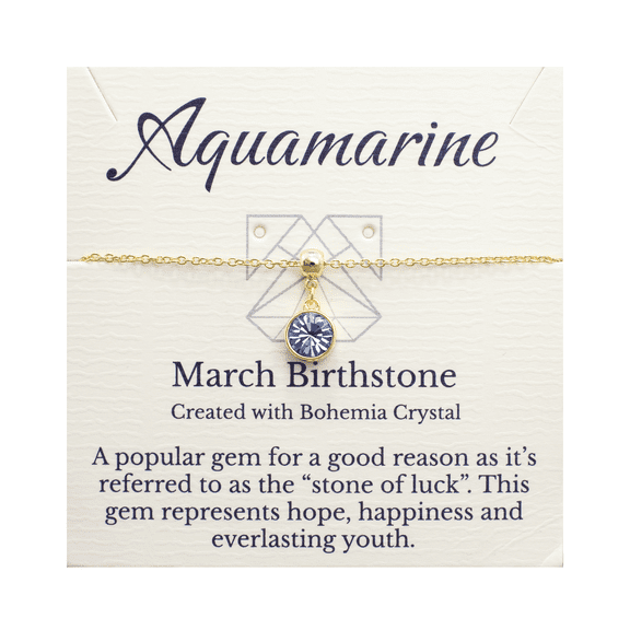 Lionhead Jewelry March Birthstone Light Blue Bohemian Crystal Aquamarine Bracelet, Gold