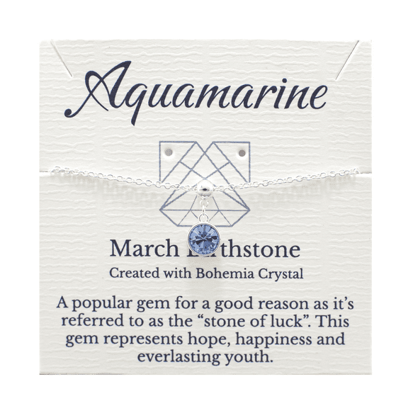 Lionhead Jewelry March Birthstone Light Blue Bohemian Crystal Aquamarine Bracelet, Silver