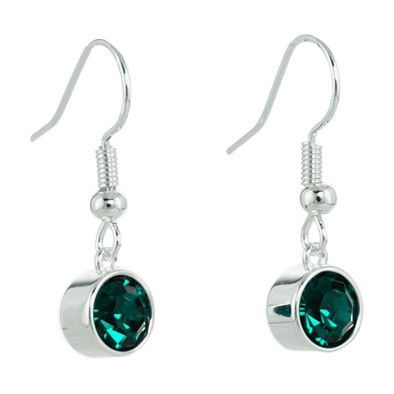 Lionhead Jewelry May Birthstone Green Bohemian Crystal Emerald Drop Earrings, Silver