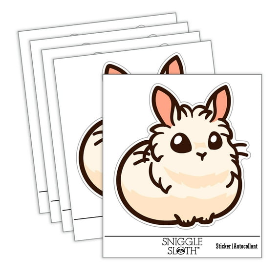 Lionhead Rabbit Bunny Cute Car Window Bumper Water Bottle Phone Tablet Laptop Waterproof Vinyl Decal Sticker Set 5-Pack - Gloss Finish - 2.0"