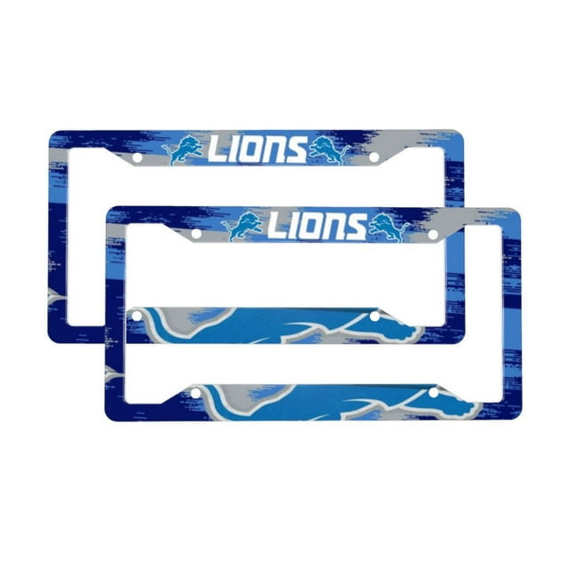Lions Aluminum License Plate Frame Four-Hole License Plate Frame (one pair) 12 Inches x 6 Inches Sun-Proof and Rust-Free Suitable For Cars/Trucks/SUVs