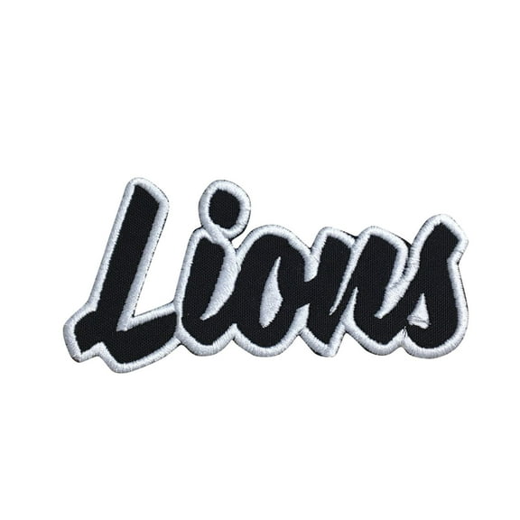 Lions - Black/White - Team Mascot - Words/Names - Iron on Applique/Embroidered Patch