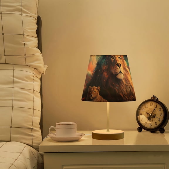 Lions Clouds Flowers LED Desk Lamp Table Lamp USB Bedside Nightstand Small Lamp for Bedroom Living Room Kids Room