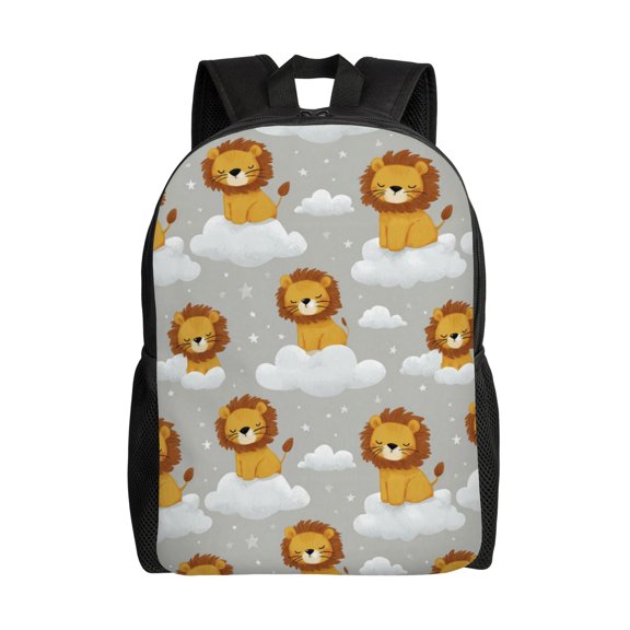 Lions on Clouds Backpack with 15 Inch Laptop Compartment,Water-Resistant Daypack, Large Capacity Backpack with Adjustable Breathable Shoulder Straps for Daily Use Travel Gym