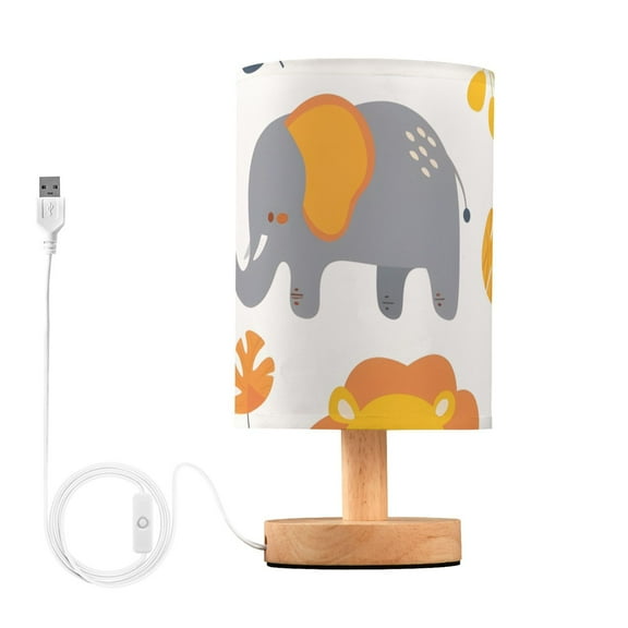 Lions Elephants Leaves Table Lamp with USB Port LED Warm Light Lamp Night Light Home Decor