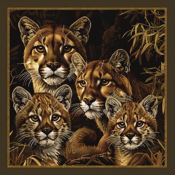 Lions Family DIY 11CT Stamped Cross Stitch Kits for Beginners Easy Needlepoint Embroidery Counted Cross Stitch Art Craft for Wall Decoration 14x14inch(1)