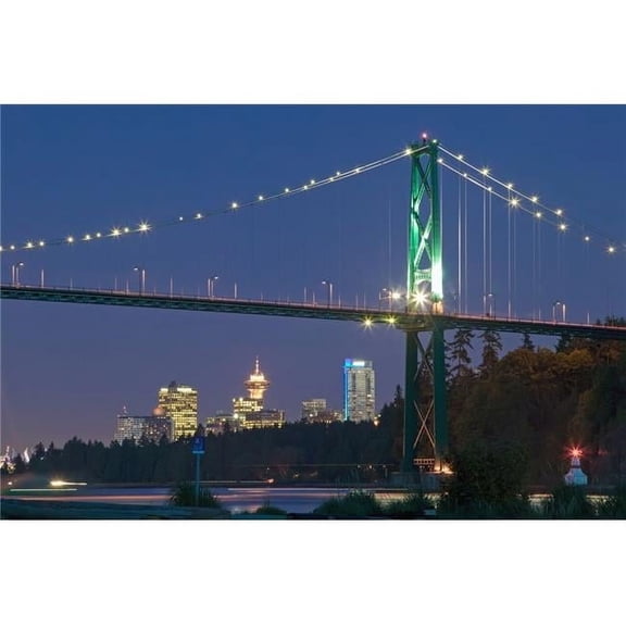 Lions Gate Bridge & Downtown Vancouver From Ambleside Park - West Vancouver British Columbia Canada Print - 19 x 12 in.
