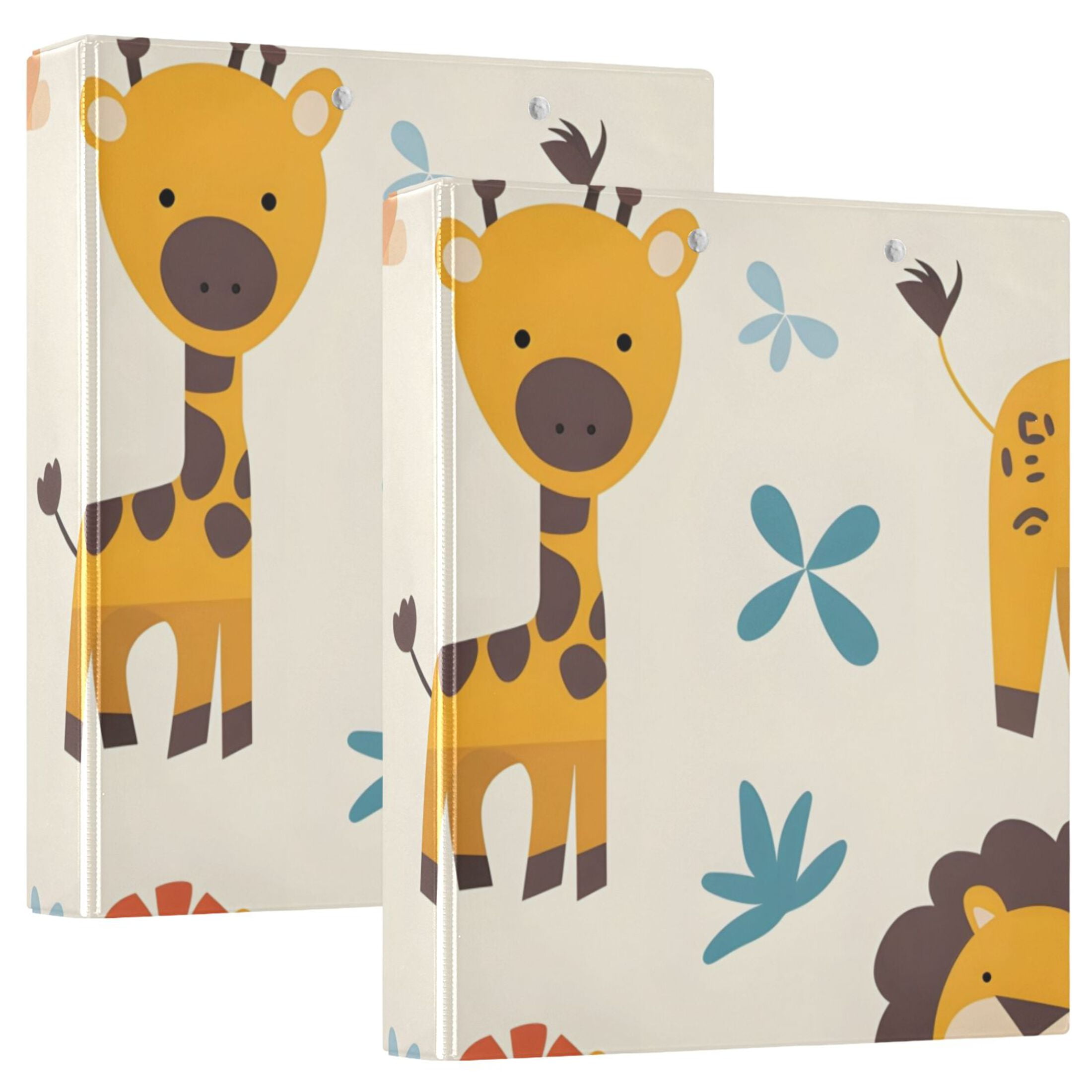 Lions Giraffes Elephants Leopards Grassland Round Ring Binder 3 Rings 1 ...