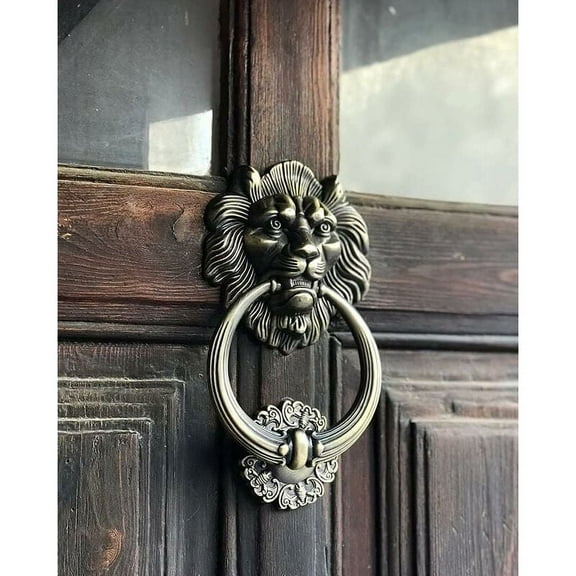 Lions Head Door Knocker, Bronze
