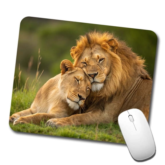 Lions Hugging Love Mouse Pad Low Profile Gaming Mat