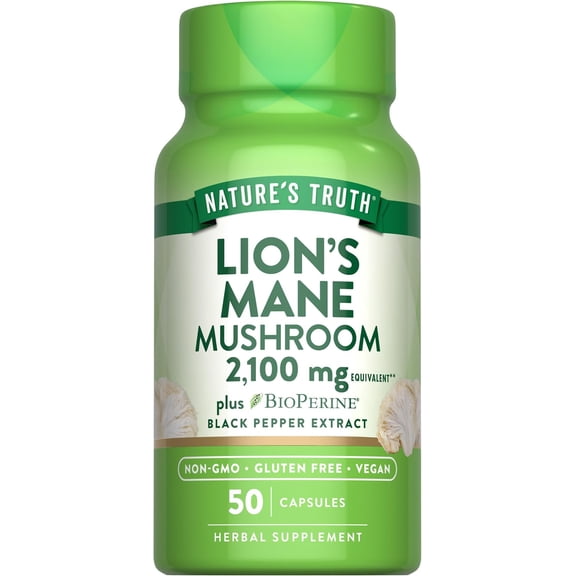 Lions Mane Mushroom Supplement | 2100mg | 50 Capsules | For Men and Women | by Nature's Truth
