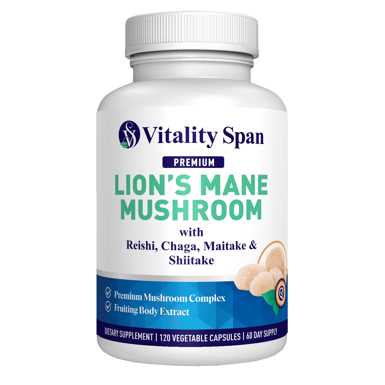 Lions Mane Mushroom Supplement with Chaga, Maitake, Reishi & Shiitake