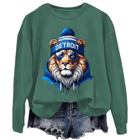 Lions Sweatshirt, Lion Head Graphic Sweatshirt