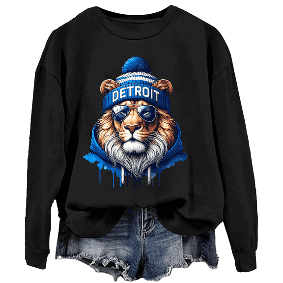 Lions Sweatshirt, Lion Head Graphic Sweatshirt