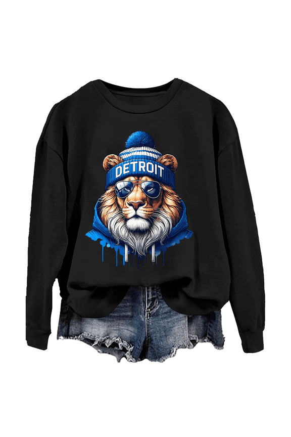 Lions Sweatshirt, Lion Head Graphic Sweatshirt