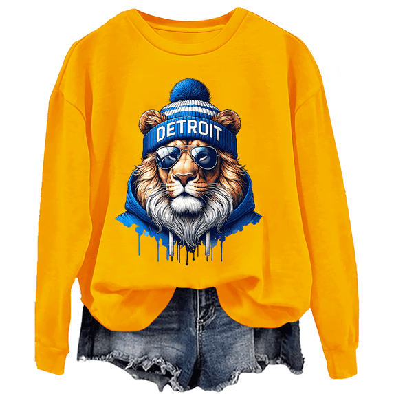 Lions Sweatshirt, Lion Head Graphic Sweatshirt