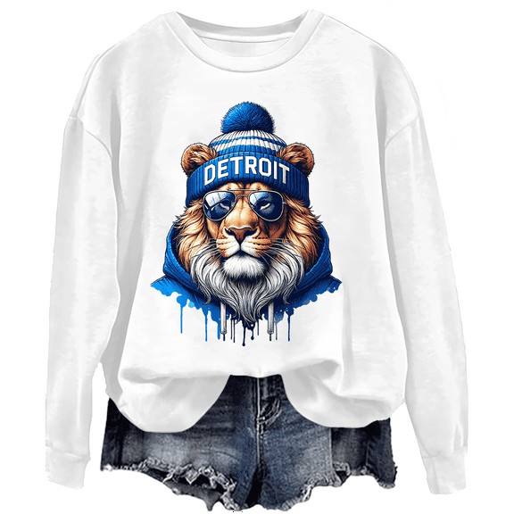 Lions Sweatshirt, Lion Head Graphic Sweatshirt