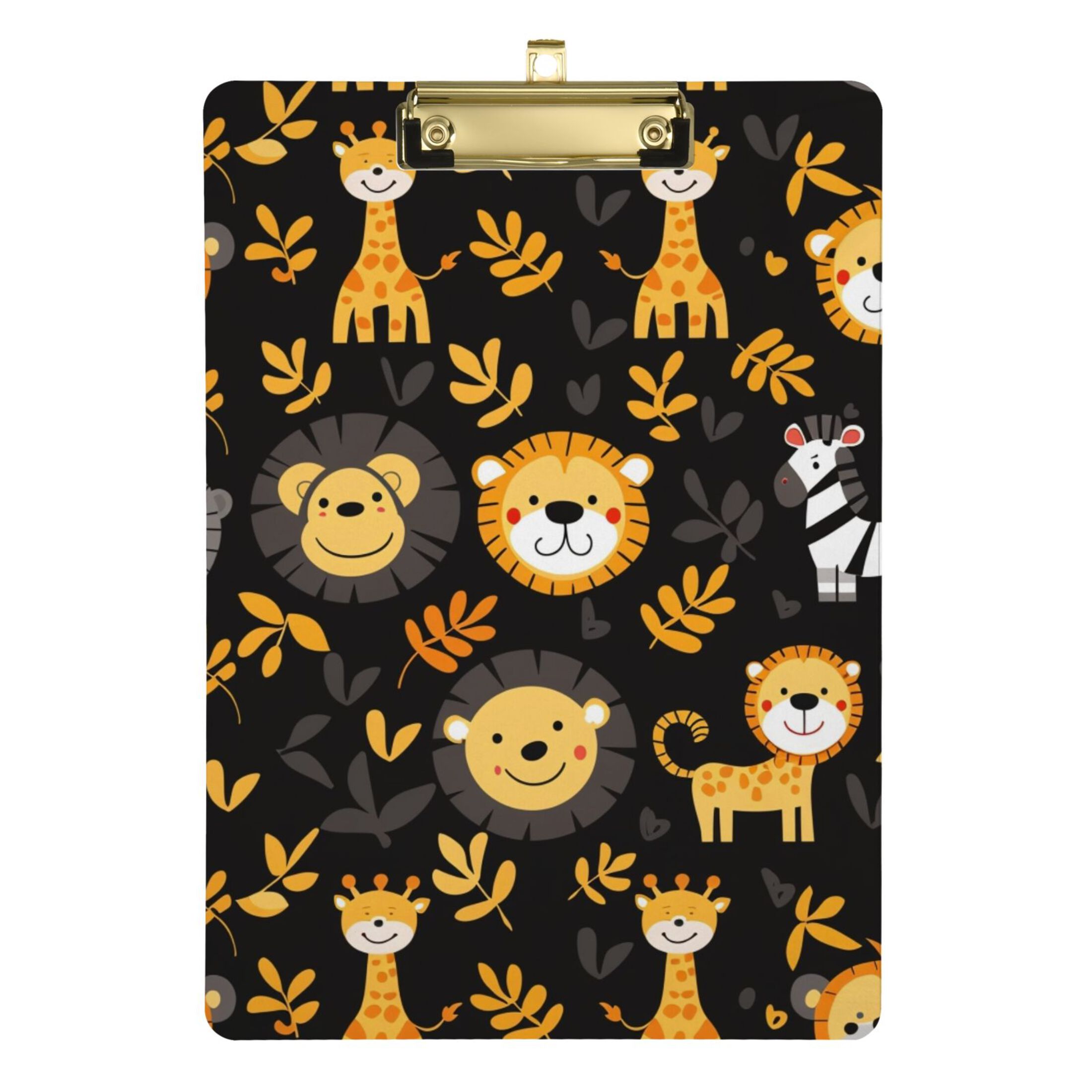 Lions Zebras Leaves Acrylic Clipboards 12 x 9 Inch A4 Size with Low