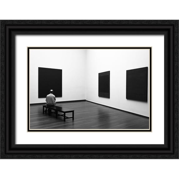 Lionse, Art 32x23 Black Ornate Wood Framed with Double Matting Museum Art Print Titled - Enjoying Rothko