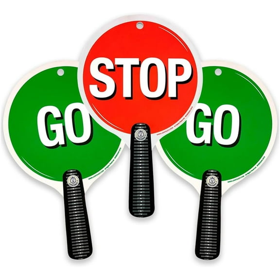 Liontouch - Stop & Go Sign, 3-Pack, Red & Green | 1+ Years | School Patrols, Traffic & Street Safety