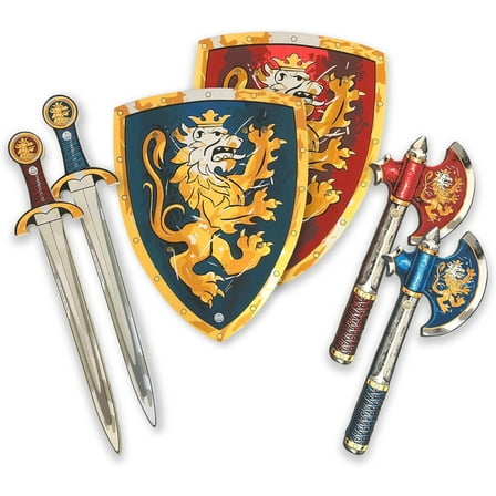 Liontouch - Noble Knight Foam Swords, Shields & Axes, Blue & Red | Playfighting For Boys, 3-8 Years