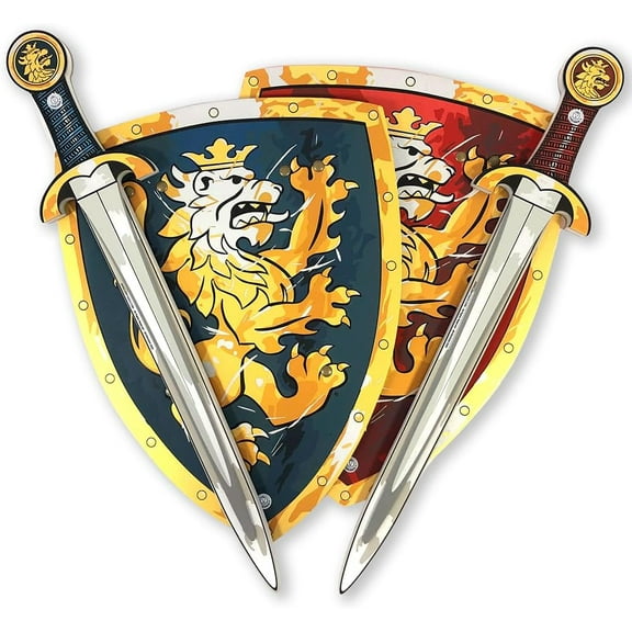 Liontouch - Noble Knight Foam Swords & Shields For Two Boys, Blue/Red – Age 3-8 years | Safe Medieval Set For Pretend Play, Dress Up & Costumes