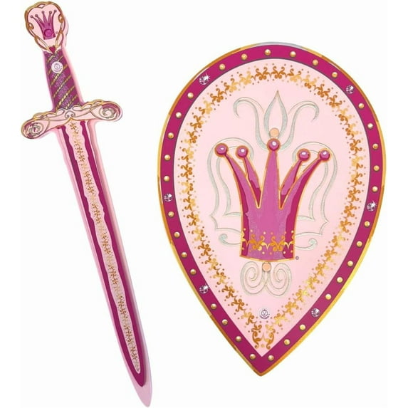 Liontouch - Queen Rosa Foam Sword & Shield For Girls - 3-6 years | Pink Set For Dress Up & Costumes