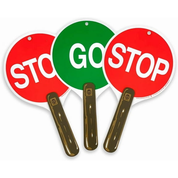Liontouch - Stop & Go Sign, 3-Pack, Red & Green | 3+ Years | School Patrols, Traffic & Street Safety