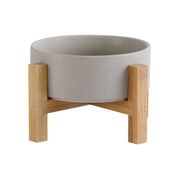 Lionwei Elevated Ceramic Cat & Dog Bowl with Anti-Slip Stand for Pets, White